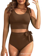 Damen Hochtailliertes Bikini-Set mit knotenverziertem Oberteil R&B