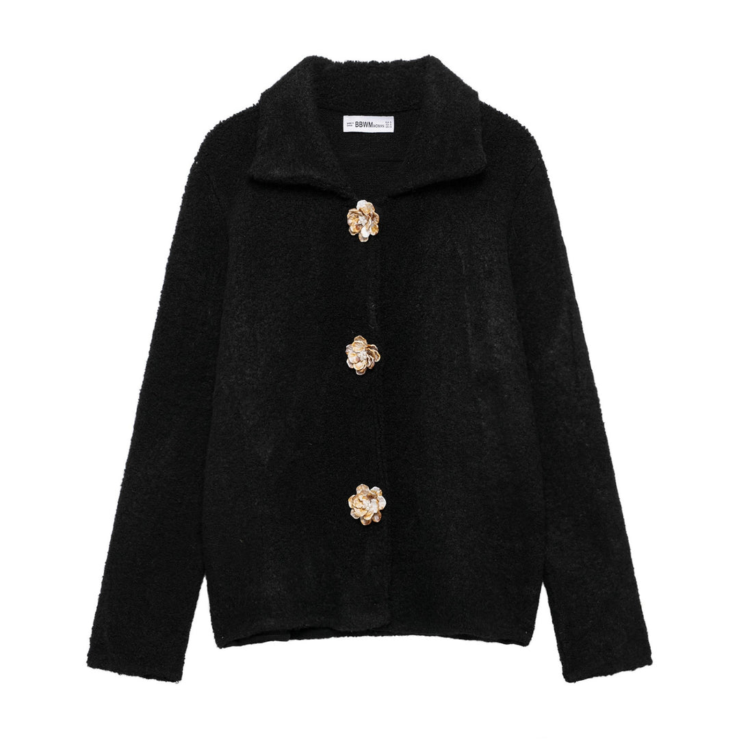 Damen elegante Strickjacke mit dekorativen Knopfdetails R&B