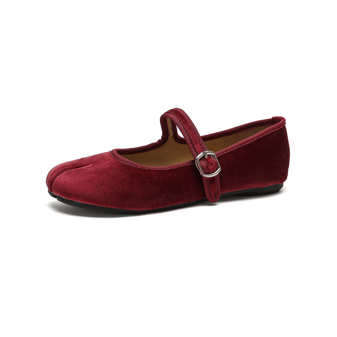 Damen Ballerinas mit luxuriösem Samt und stilvollem Riemen R&B