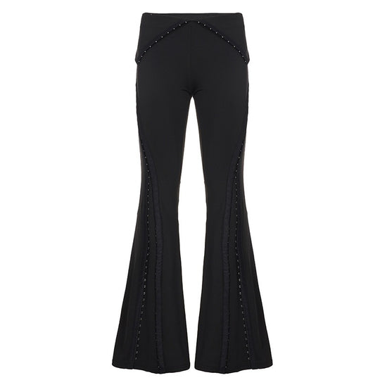 Damen Flared Pants mit dekorativen Druckknopfdetails R&B