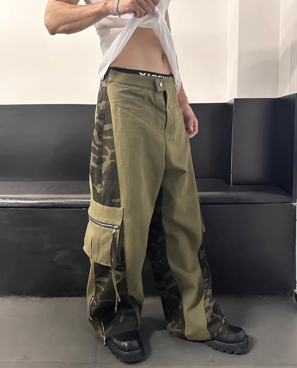 Herren Cargohose mit seitlichen Reißverschlüssen und modischem Camouflage-Design R&B