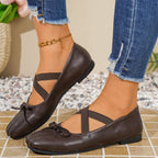 Damen elegante Ballerinas mit dekorativen Schleifen und elastischen Riemen R&B