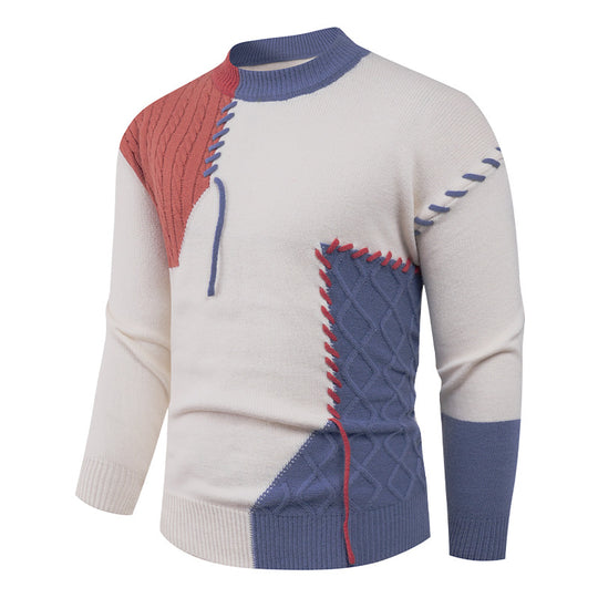 Herren modischer Strickpullover mit asymmetrischem Zopfmuster R&B