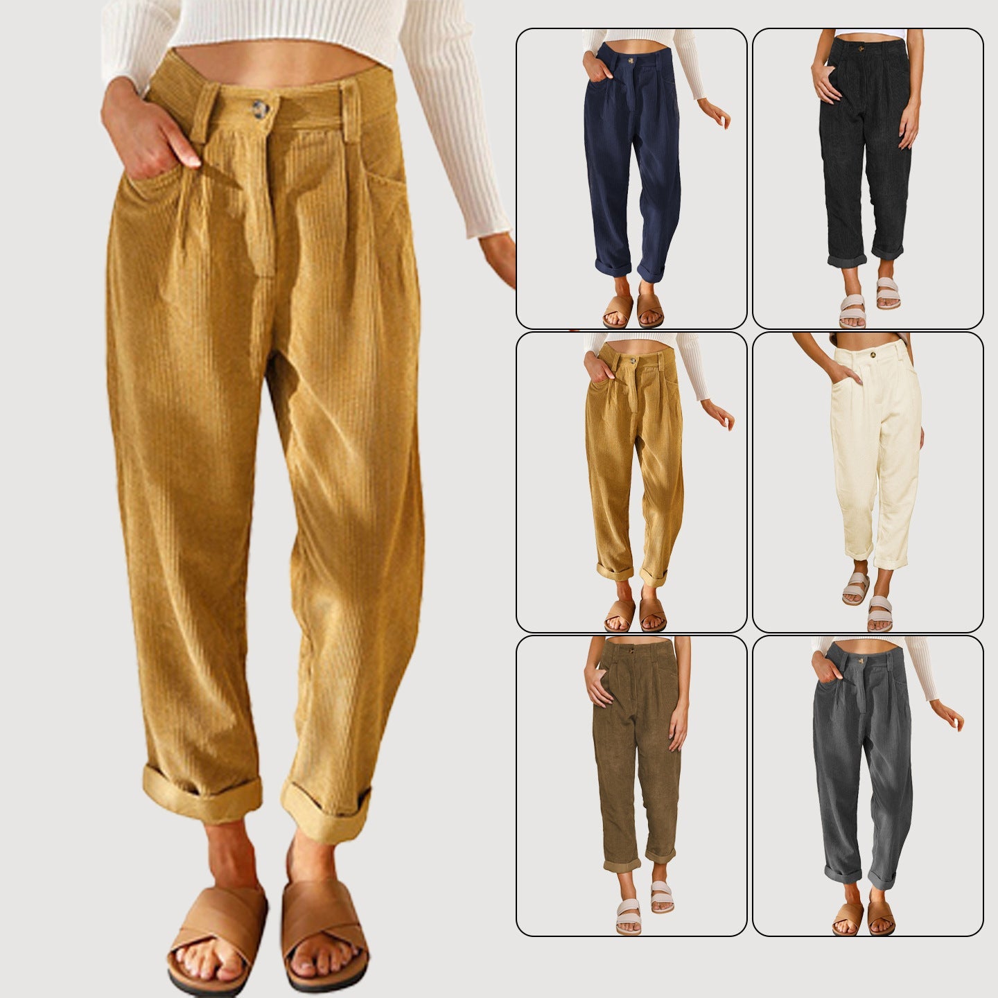 Damen High-Waist Bundfaltenhose R&B