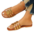 Damen Elegante Slide-Sandalen mit Metallic-Akzenten R&B