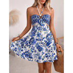 Damen Sommerliches Neckholderkleid mit floralem Cut-Out-Design R&B