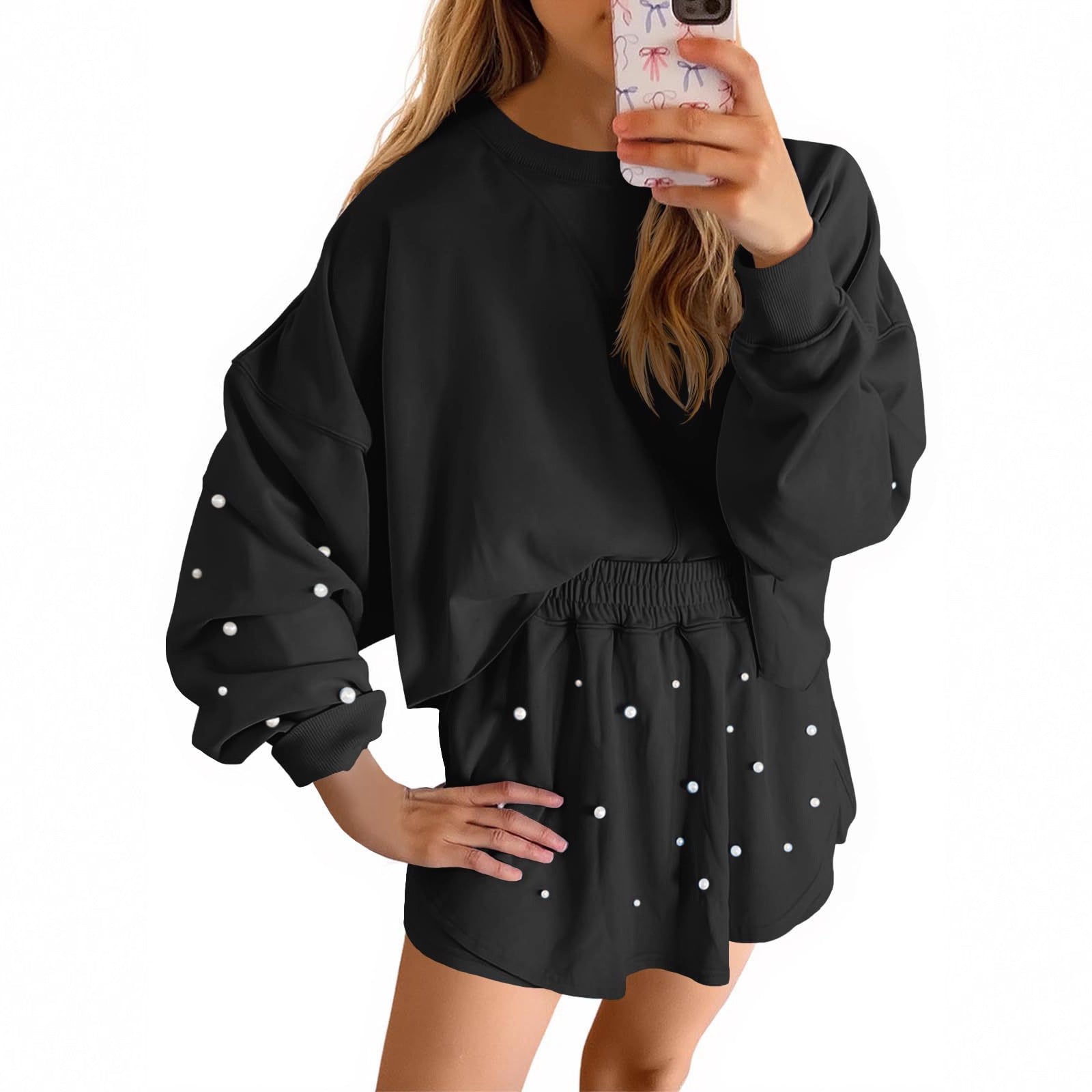 Damen Sportliches Sweatshirt- und Rock-Set R&B