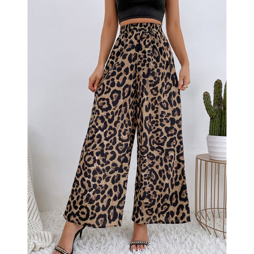 Damen Weite Leoparden-Print Hose R&B