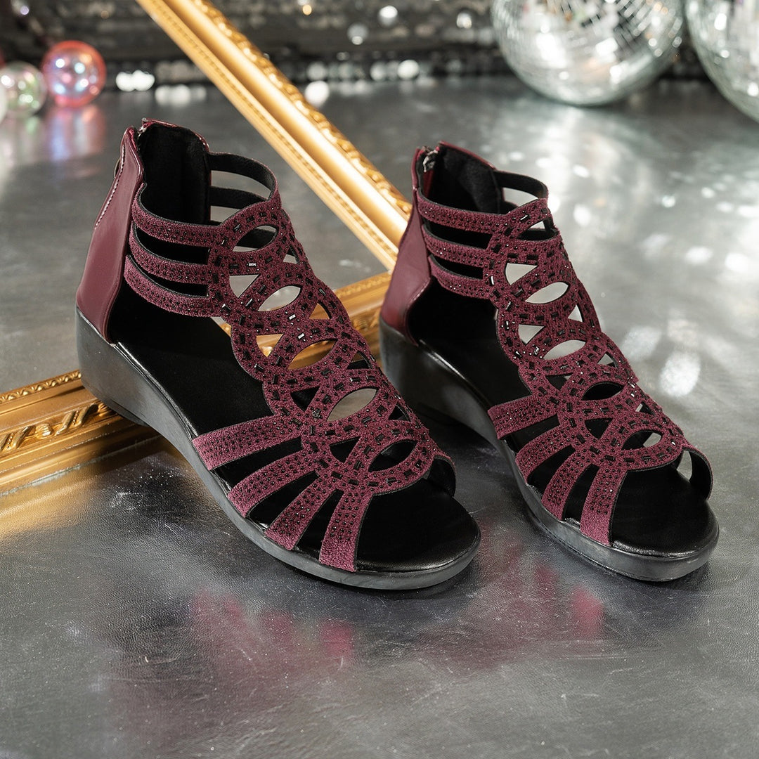 Damen komfortable Plateausandalen mit dekorativem Schnittdesign R&B