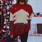 Damen festlicher Pullover mit weihnachtlichem Motiv und Glitzerapplikationen R&B