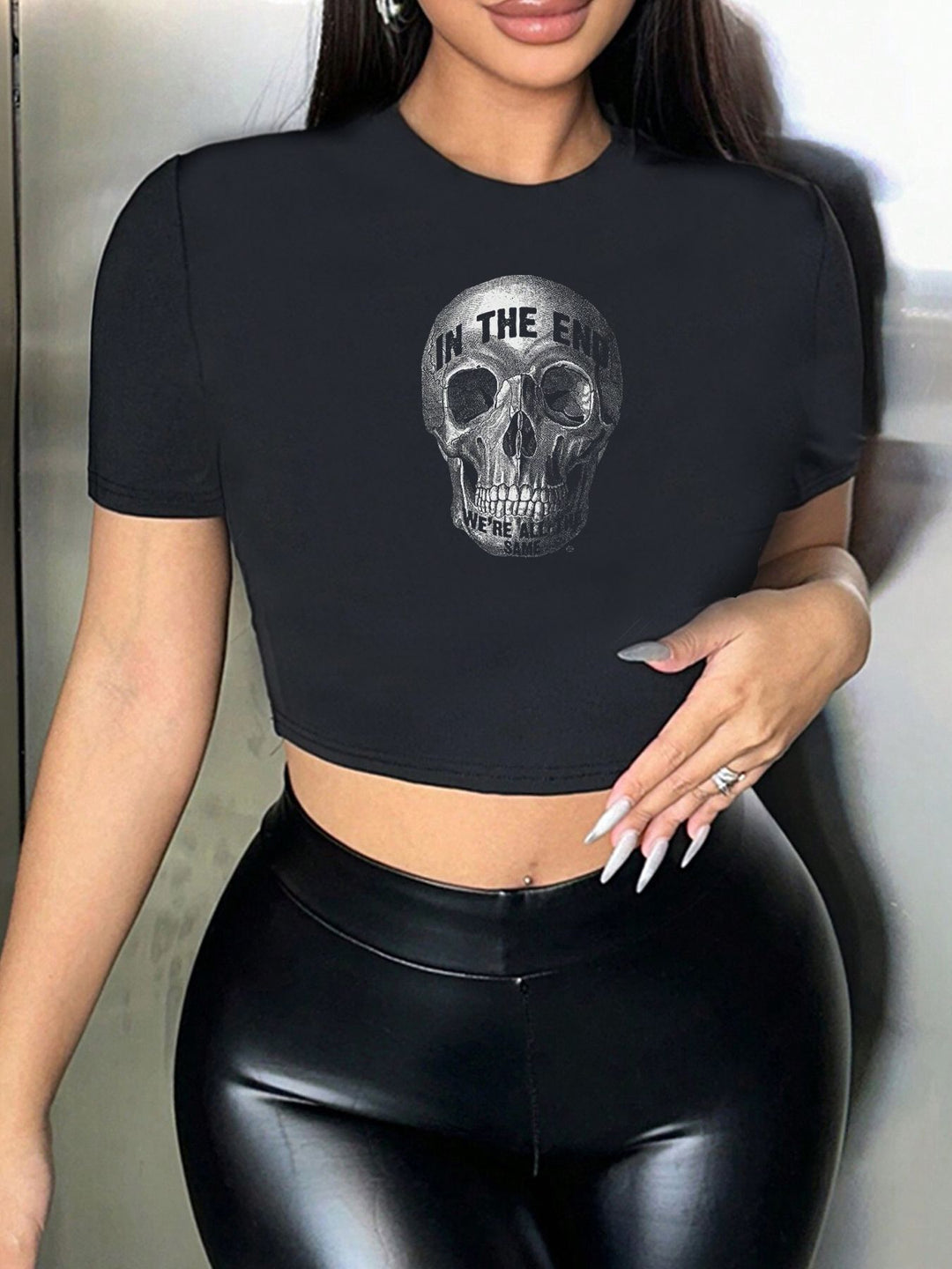 Damen Crop-Top mit floralem Grafikdruck und figurbetontem Schnitt R&B