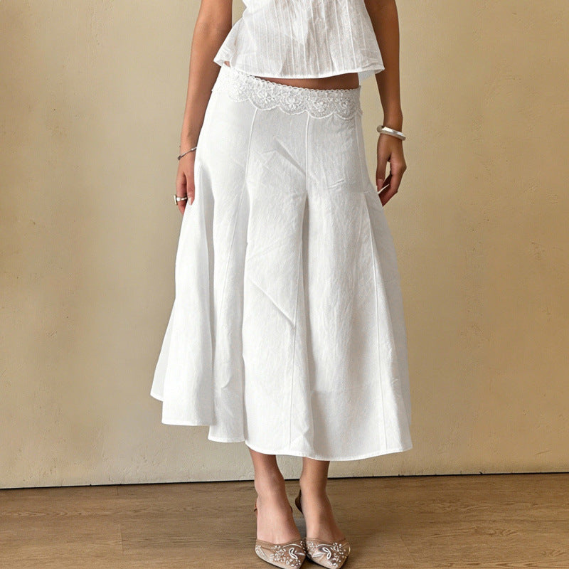 Damen Eleganter, fließender Midirock mit elastischem Bund R&B