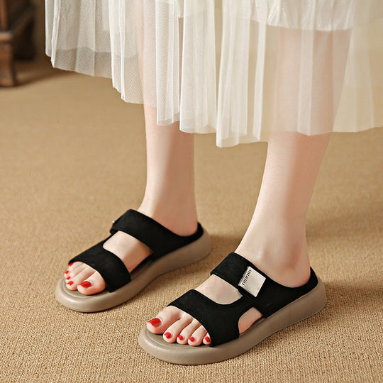 Damen bequeme Sandalen mit verstellbarem Klettverschluss und weichem Fußbett R&B