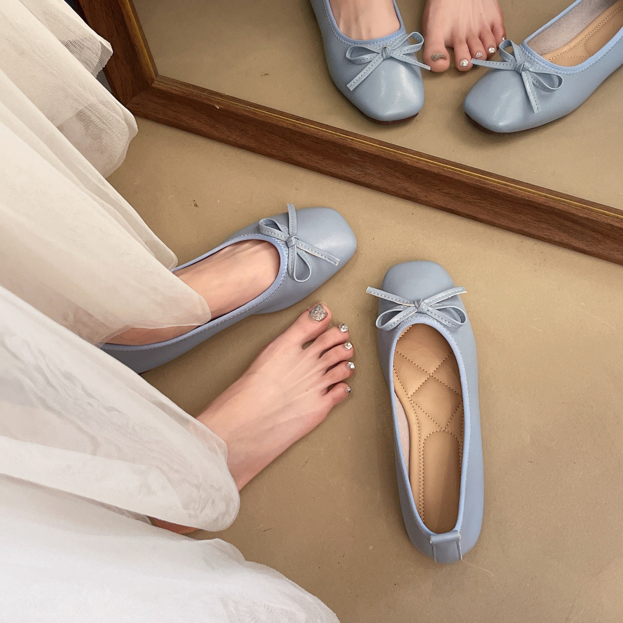 Damen Ballerinas mit süßem Schleifen-Design und komfortabler Sohle EB