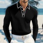 Herren Langarm-Polohemd mit strukturiertem Design R&B