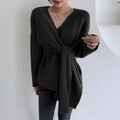 Damen Wickelpullover mit lässigem Schnitt und modischen BindR&Bändern R&B
