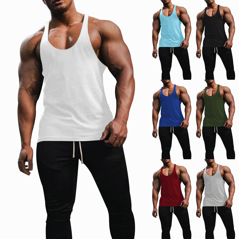 Herren nan athletisches Tanktop mit tiefem Armausschnitt und schmalen Trägern am Rücken aus Baumwollstretch R&B
