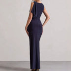 Damen Elegantes Maxikleid mit asymmetrischem Träger und figurbetontem Schnitt R&B