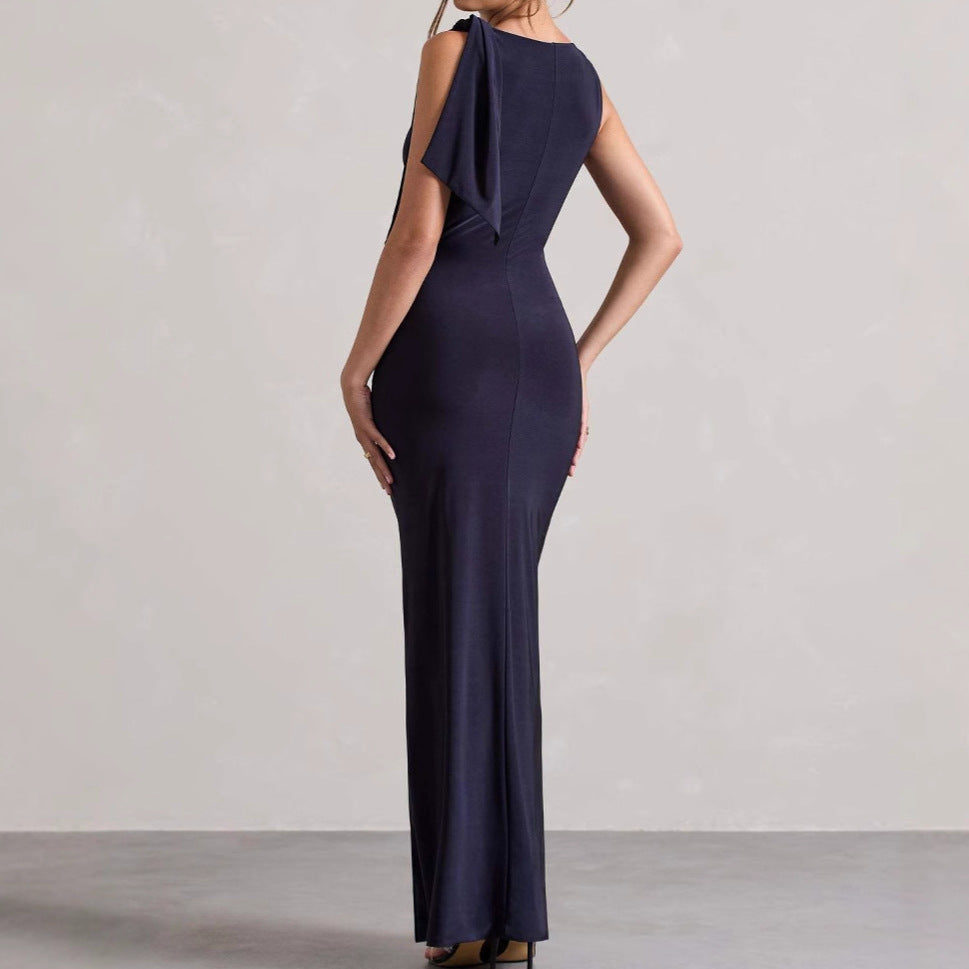 Damen Elegantes Maxikleid mit asymmetrischem Träger und figurbetontem Schnitt R&B
