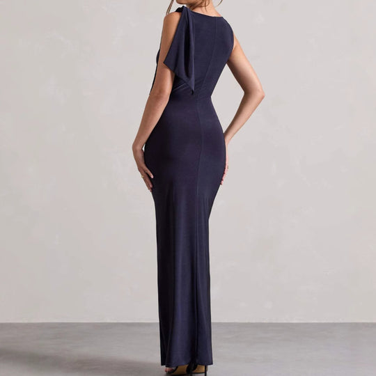 Damen Elegantes Maxikleid mit asymmetrischem Träger und figurbetontem Schnitt R&B