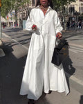 Damen Elegantes Hemdblusenkleid mit weit schwingendem Rock R&B
