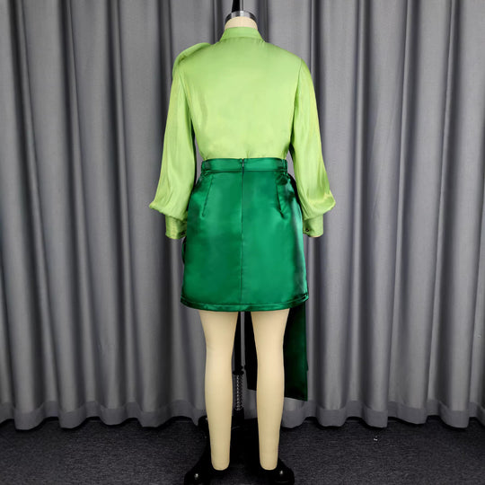 Damen Satinrock mit floralem Rüschen-Design und taillierter Schleife R&B