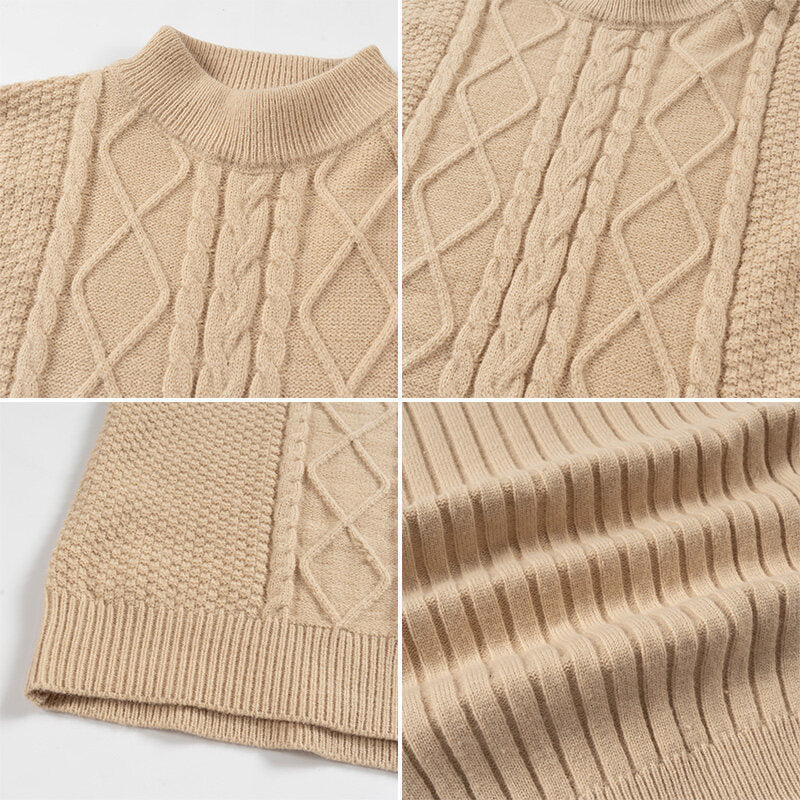 Herren Strickpullover mit strukturiertem Design und hohem Kragen