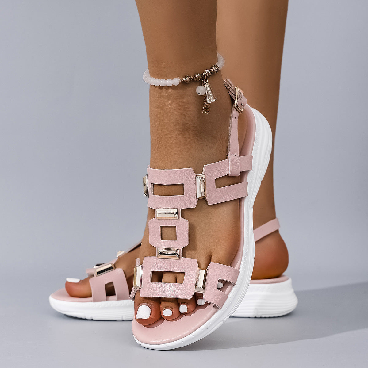 Damen Sportliche Sandalen mit modischem Riemendesign und komfortablem Fußbett R&B