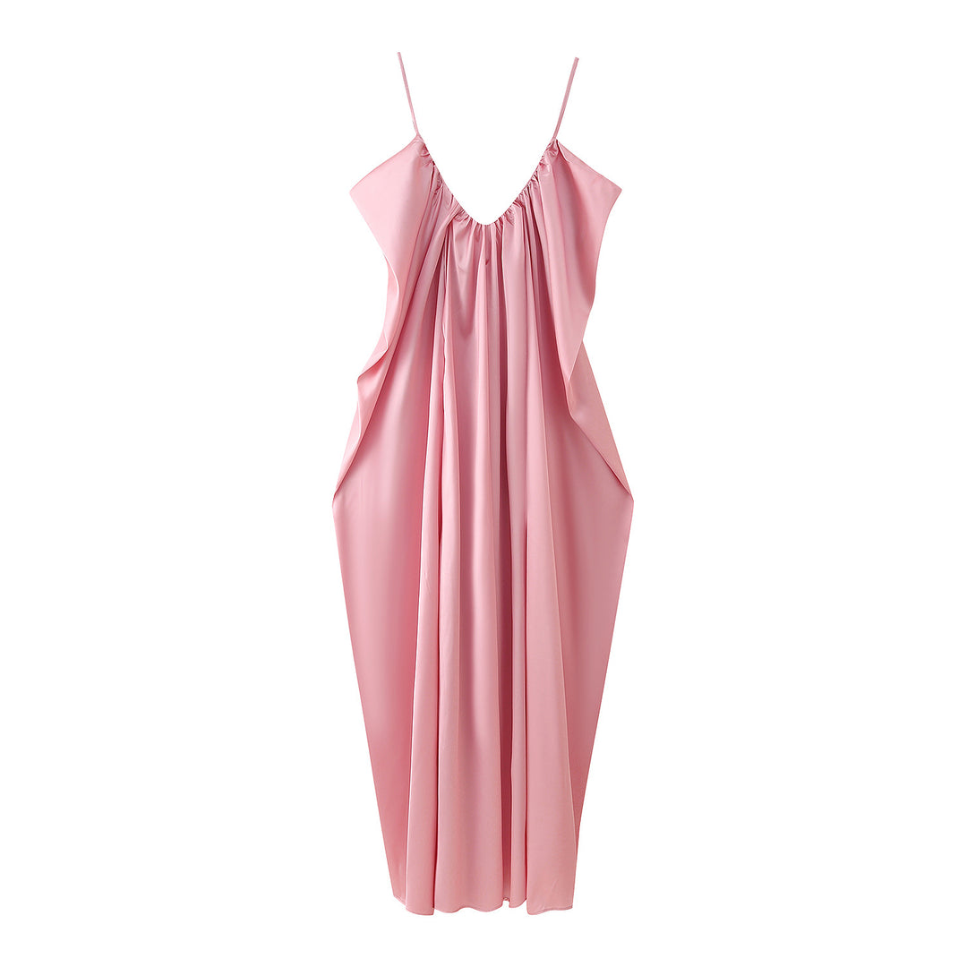Damen Maxikleid mit legerem Schnitt und raffinierten Drapierungen R&B