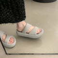 Damen komfortable Plateau-Sandalen mit breitem Doppelriemen und rutschfester Sohle R&B