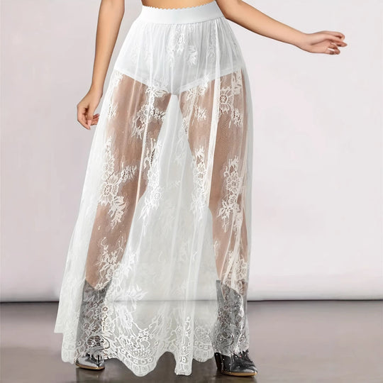 Damen Elegante Spitzen-Maxiröcke mit hohem Bund R&B