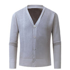 Herren Strickjacke mit V-Ausschnitt und knopflosem Design R&B