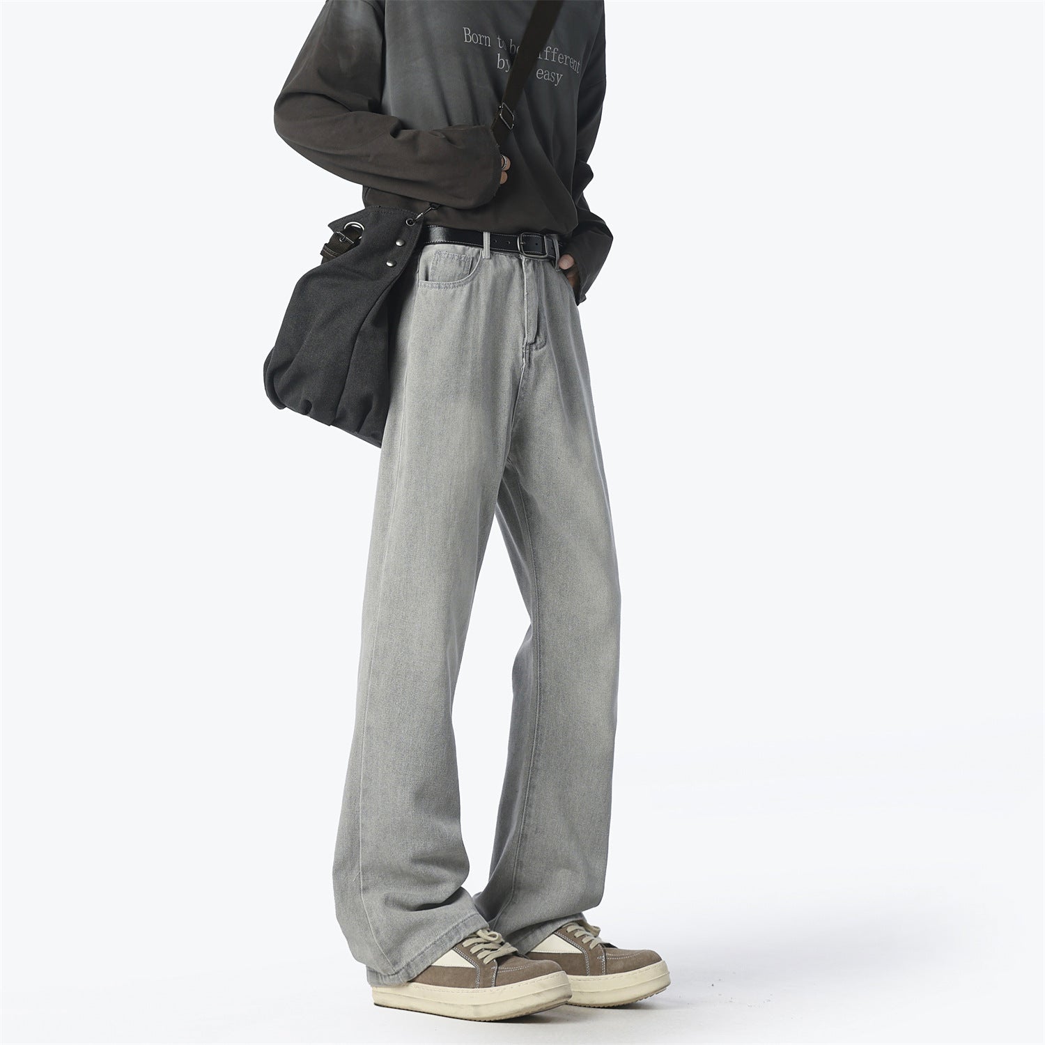 Damen Lässige High-Waist Denim-Hose im Vintage-Stil R&B