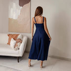 Damen Maxikleid mit raffiniertem Oberteil und schwingendem Rock R&B