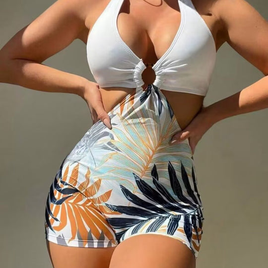 Damen Bikiniset mit hoch geschnittenem Hosenrock und elegantem Knoten R&B