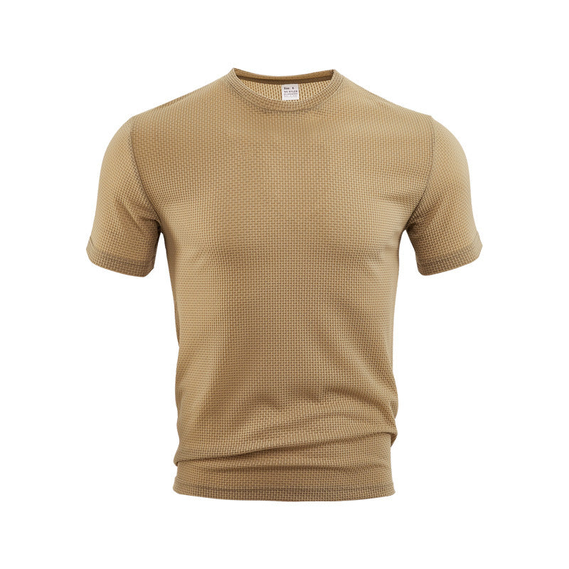 Herren nan Waffelstruktur-T-Shirt mit Rundhalsausschnitt und körpernaher Passform R&B