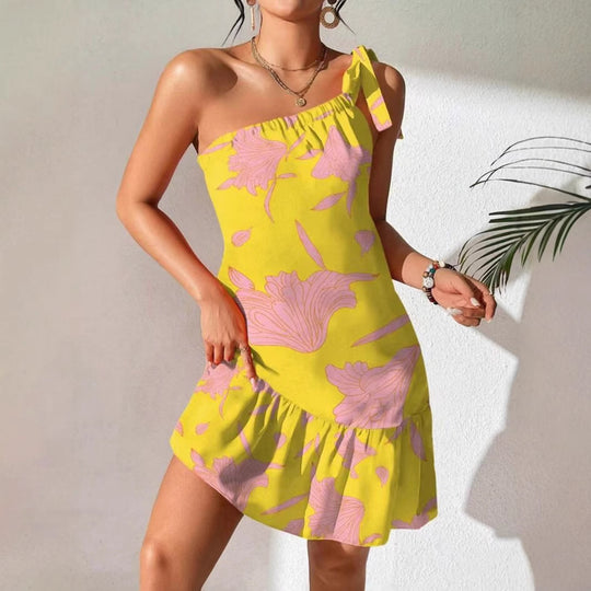 Damen Trägerloses Sommerkleid mit voluminösem Rock und floralem Design R&B