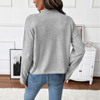 Damen Baumwollbluse mit Knopfleiste und Rundhalsausschnitt