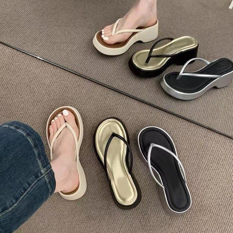 Damen komfortable Zehentrenner-Sandalen mit stützendem Plateau EB