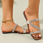 Damen elegante Strandsandalen mit funkelnden Strassdetails R&B