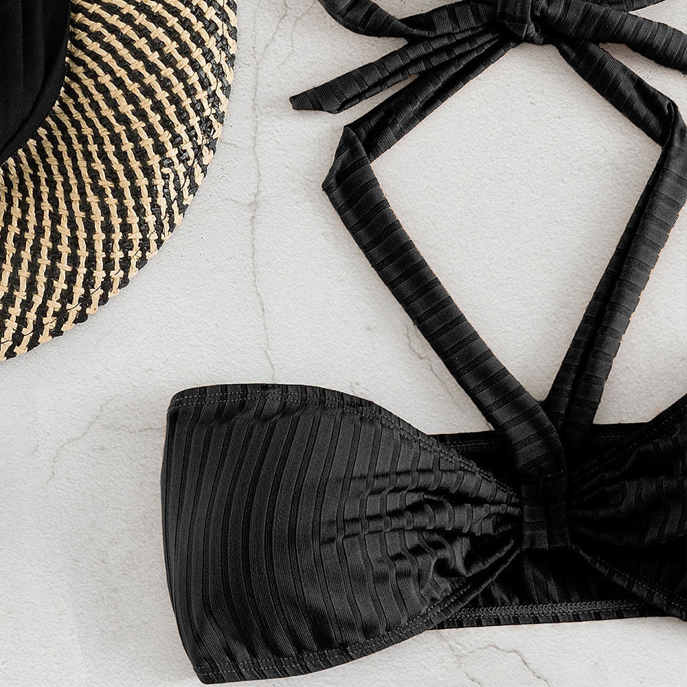 Damen Bandeau-Bikini mit herausragendem Wickeldesign und verstellbaren Trägern R&B