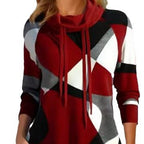 Damen Kapuzenpullover mit geometrischem Muster und hoher Passform R&B