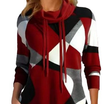 Damen Kapuzenpullover mit geometrischem Muster und hoher Passform R&B