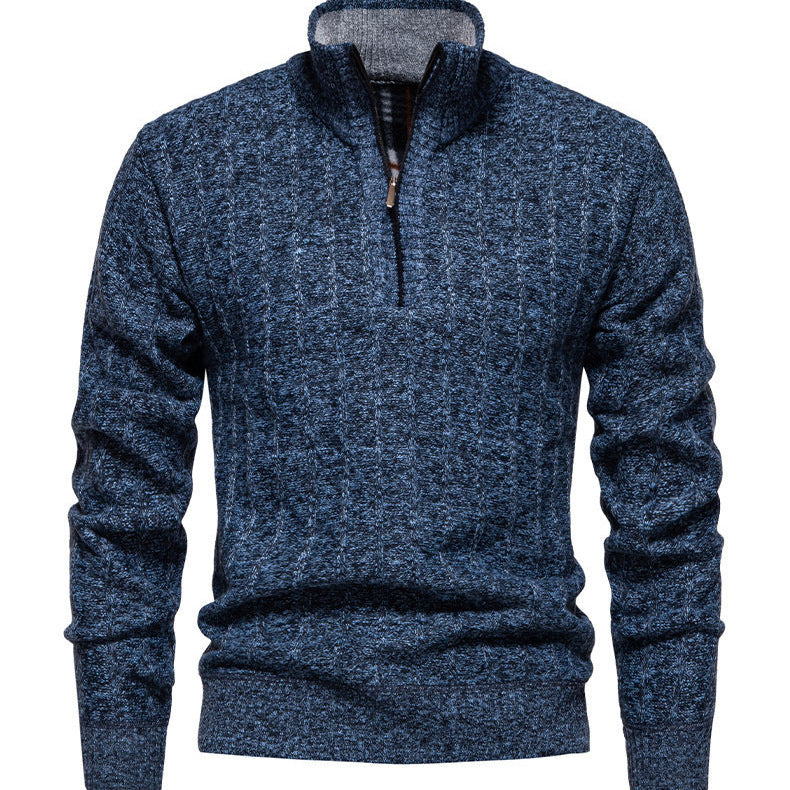Herren Pullover mit Stehkragen und Zipper R&B