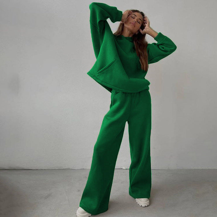 Damen lässiger Kapuzenpullover und entspannte Freizeithose Set R&B