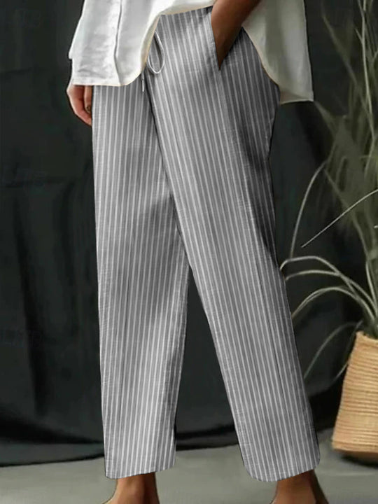 Damen Freizeithose mit gestreiftem Design und komfortablem Bund R&B