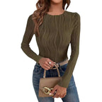 Damen Langarmshirt mit strukturiertem Wellenmuster R&B