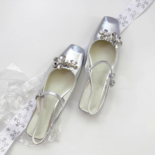 Damen Slingback-Pumps mit glamourösem Blumenschmuck und stilvollem Design R&B