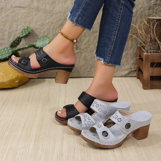 Damen eleganten Sandaletten mit dekorativer Blumenaussparung R&B