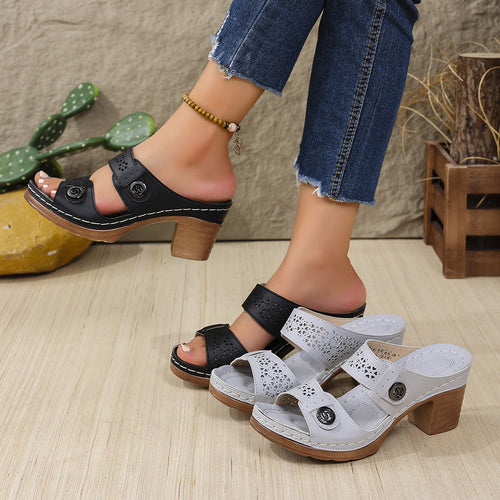 Damen eleganten Sandaletten mit dekorativer Blumenaussparung R&B